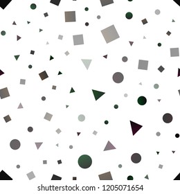 Light Green vector seamless layout with circles, lines, rectangles. Abstract gradient illustration with circles, triangles, cubes. Pattern for trendy fabric, wallpapers.