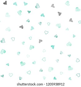 Light Green vector seamless layout with sweet hearts. Hearts on blurred abstract background with colorful gradient. Design for ad, poster, banner of Valentine Day.