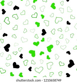 Light Green vector seamless layout with sweet hearts. Blurred decorative design in doodle style with hearts. Pattern for carnival, festival romantic leaflets.