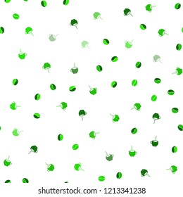 Light Green vector seamless layout with coffee set. Decorative gradient design of coffee cups and beans. Pattern for menu of cafes and restaurants.
