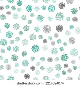 Light Green vector seamless layout with bright snowflakes. Glitter abstract illustration with crystals of ice. Pattern for trendy fabric, wallpapers.