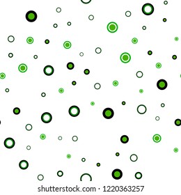 Light Green vector seamless layout with circle shapes. Blurred bubbles on abstract background with colorful gradient. Design for textile, fabric, wallpapers.