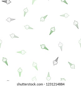 Light Green vector seamless layout with ice-cream set. Decorative illustration with ice-cream on abstract template. Pattern for ads of breakfast, lunch, dinner.