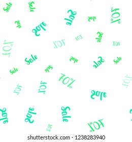 Light Green vector seamless layout with discount of 70%. Abstract illustration with colorful gradient symbols of sales. Backdrop for mega promotions, discounts.