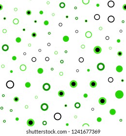 Light Green vector seamless layout with circle shapes. Glitter abstract illustration with blurred drops of rain. Pattern for design of fabric, wallpapers.