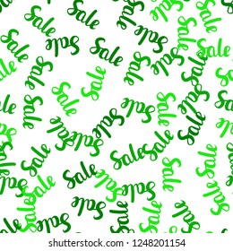 Light Green vector seamless layout with discount of 70, 90%. Colored words of sales with gradient on white background. Backdrop for super sales on Black Friday.