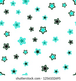 Light Green vector seamless layout with bright stars. Stars on blurred abstract background with gradient. Design for wallpaper, fabric makers.