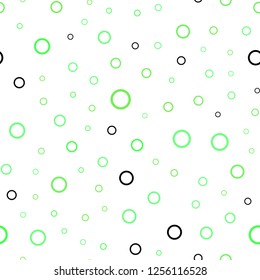 Light Green vector seamless layout with circle shapes. Glitter abstract illustration with blurred drops of rain. Pattern can be used for futuristic ad, booklets.