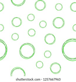 Light Green vector seamless layout with circle shapes. Blurred bubbles on abstract background with colorful gradient. Pattern for design of fabric, wallpapers.