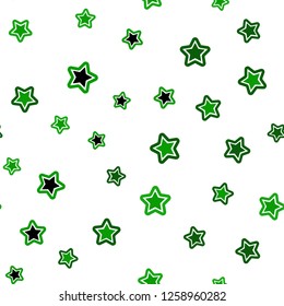 Light Green vector seamless layout with bright stars. Blurred decorative design in simple style with stars. Design for wallpaper, fabric makers.