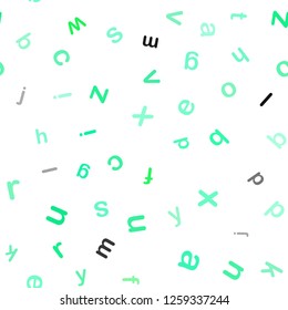 Light Green vector seamless layout with latin alphabet. Blurred design in simple style with signs of alphabet. Design for textile, fabric, wallpapers.
