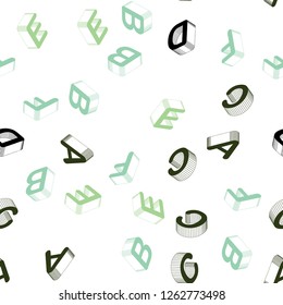 Light Green vector seamless layout with 3D latin alphabet. Colorful 3D alphabet signs with gradient on white background. Texture for window blinds, curtains.