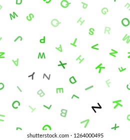 Light Green vector seamless layout with latin alphabet. Shining colorful illustration with isolated letters. Design for wallpaper, fabric makers.