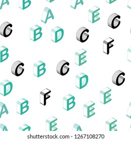 Light Green vector seamless layout with 3D latin alphabet. Modern geometrical illustration with 3D ABC english symbols. Template for business cards, websites.
