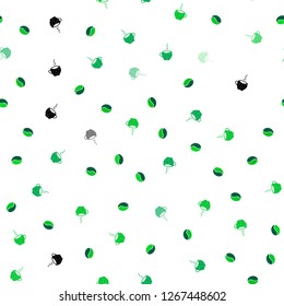 Light Green vector seamless layout with coffee set. Gradient abstract collection of coffee cups and beans. Pattern for ad, booklets, leaflets of restaurants.