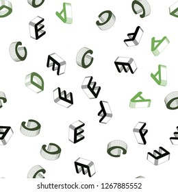 Light Green vector seamless layout with 3D latin alphabet. Colorful 3D alphabet signs with gradient on white background. Pattern for trendy fabric, wallpapers.