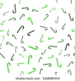 Light Green vector seamless layout with christmas sweet desserts.