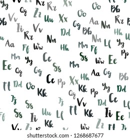 Light Green vector seamless layout with latin alphabet. Modern geometrical illustration with ABC english symbols. Texture for window blinds, curtains.