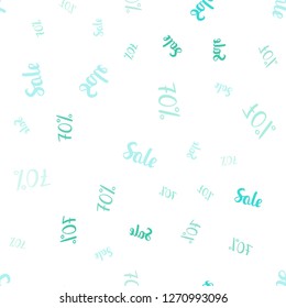 Light Green vector seamless layout with discount of 70%. Gradient illustration with discount signs on white backdrop. Backdrop for super sales on Black Friday.