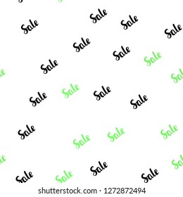 Light Green vector seamless layout with discount words. Abstract illustration with colorful gradient symbols of sales. Backdrop for mega promotions, discounts.