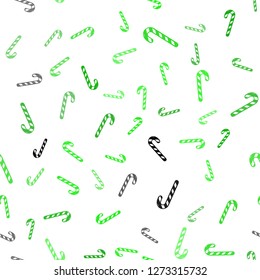 Light Green vector seamless layout with christmas sweet desserts.