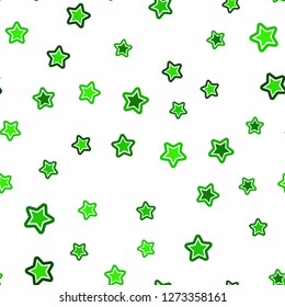 Light Green vector seamless layout with bright stars. Decorative shining illustration with stars on abstract template. Pattern for design of fabric, wallpapers.