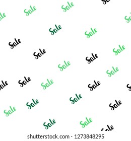 Light Green vector seamless layout with discount words. Colored words of sales with gradient on white background. Backdrop for mega promotions, discounts.