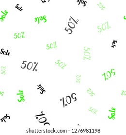Light Green vector seamless layout with discount of 50%. Colorful set of  percentage signs in simple style. Template for season sales, shopping ads.