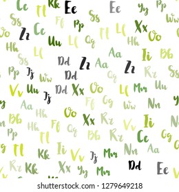 Light Green vector seamless layout with latin alphabet. Abstract illustration with colored latin alphabet. Design for textile, fabric, wallpapers.