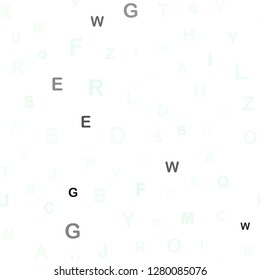 Light Green vector seamless layout with latin alphabet. Shining illustration with ABC symbols on abstract template. Texture for window blinds, curtains.