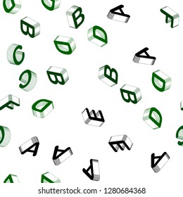 Light Green vector seamless layout with 3D latin alphabet. Shining colorful 3D illustration with isolated letters. Design for wallpaper, fabric makers.