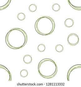 Light Green vector seamless layout with circle shapes. Glitter abstract illustration with blurred drops of rain. Design for wallpaper, fabric makers.