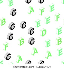 Light Green vector seamless layout with 3D latin alphabet. Colorful gradient design in 3D style with signs of alphabet. Design for wallpaper, fabric makers.