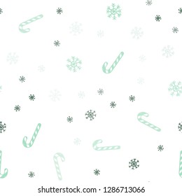 Light Green vector seamless layout with christmas sweet desserts.