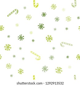 Light Green vector seamless layout with christmas sweet desserts.