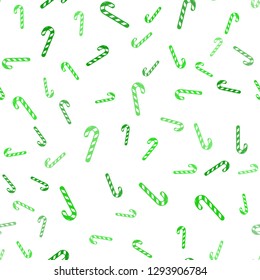 Light Green vector seamless layout with christmas sweet desserts.