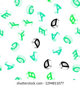 Light Green vector seamless layout with 3D latin alphabet. Abstract illustration with 3D ABC symbols. Template for business cards, websites.