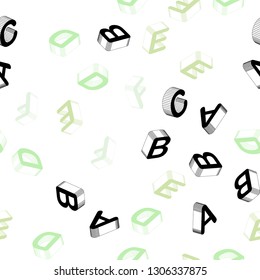 Light Green vector seamless layout with 3D latin alphabet. Abstract illustration with 3D ABC symbols. Design for wallpaper, fabric makers.