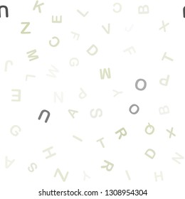 Light Green vector seamless layout with latin alphabet. Modern geometrical illustration with ABC english symbols. Texture for window blinds, curtains.