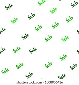 Light Green vector seamless layout with discount words. Illustration with signs of sales on abstract template. Design for business ads, commercials.