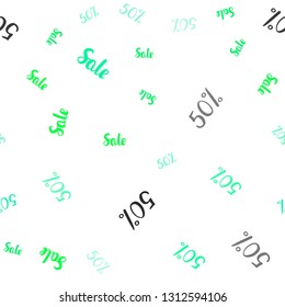 Light Green vector seamless layout with discount of 50%. Colorful set of  percentage signs in simple style. Backdrop for super sales on Black Friday.