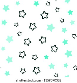 Light Green vector seamless layout with bright stars. Stars on blurred abstract background with gradient. Design for wallpaper, fabric makers.