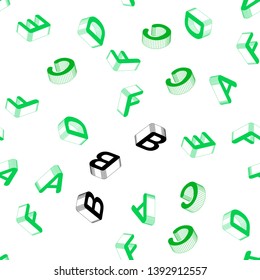 Light Green vector seamless layout with 3D latin alphabet. Colorful 3D alphabet signs with gradient on white background. Texture for window blinds, curtains.