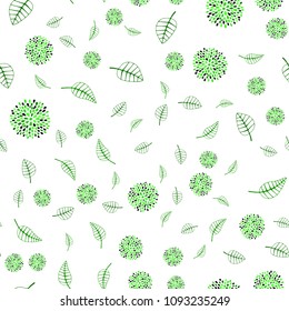 Light Green vector seamless natural backdrop with leaves and flowers. Brand new colored illustration with leaves and flowers. Completely new template for your brand book.