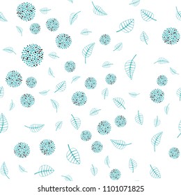 Light Green vector seamless natural backdrop with leaves and flowers. Sketchy doodles on white background. A new texture for your wallpaper design.