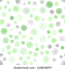 Light Green vector seamless natural elegant artwork. A vague abstract illustration with flowers in doodles style. The textured pattern can be used for website.