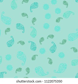 Light Green vector seamless natural pattern with leaves and flowers. Brand new colored illustration with leaves and flowers. Brand new design for your business.