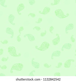 Light Green vector seamless natural background with leaves and flowers. Colorful illustration in doodle style with leaves, flowers. Completely new design for your business.