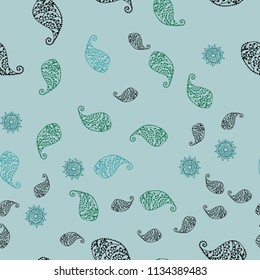 Light Green vector seamless natural pattern with leaves and flowers. Colorful illustration in doodle style with leaves, flowers. Completely new design for your business.