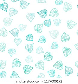 Light Green vector seamless natural artwork with leaves. Colorful abstract illustration with leaves in doodle style. Pattern for design of fabric, wallpapers.